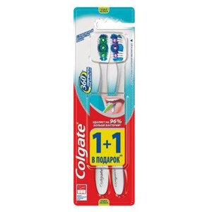 Промоупаковка Colgate 360º Суперчистота Всей Полости Рта 1+1 В Подарок Средней Жесткости